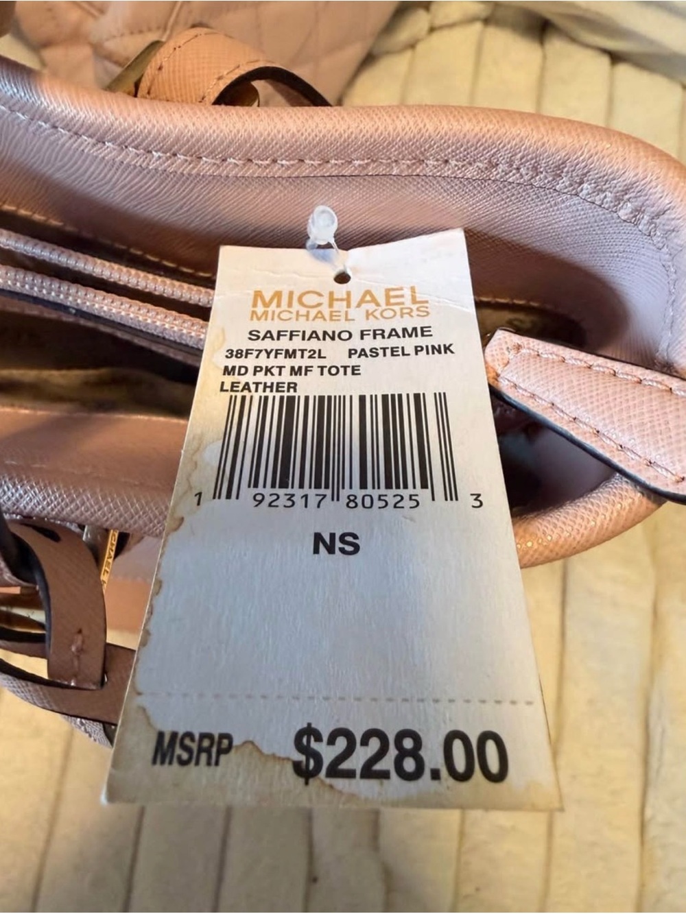 Michael Kors Pink Leather Shoulder Tote with Gold Charm - Picture 2 of 3